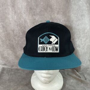 Vintage Lite Pro Shem Creeks Catch N Cow Blue/black  Hat Adjustable Snapback Cap